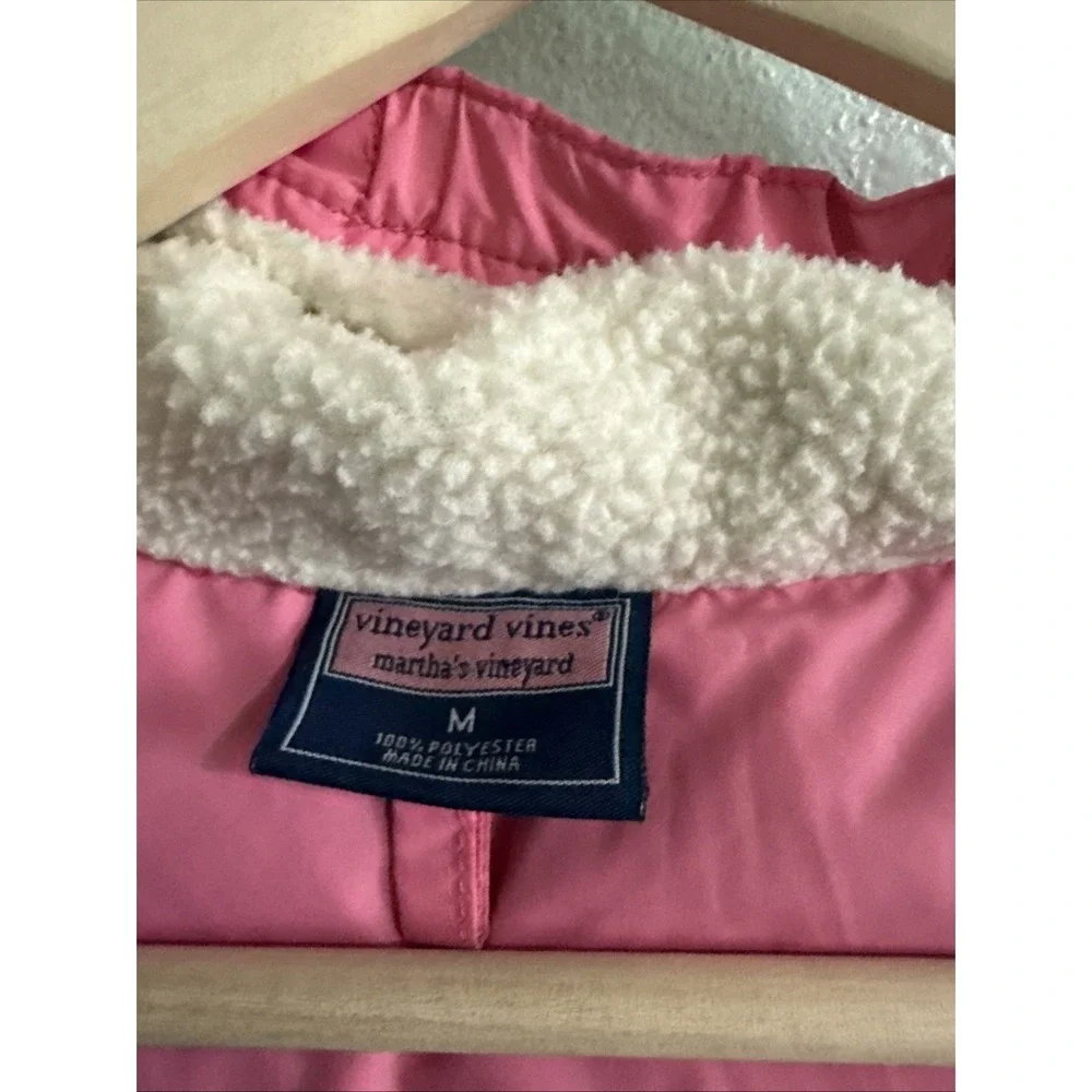 Vineyard Vines Puffer Jacket Quilted Goose Down Hood‎  Pink Youth Girls Medium
